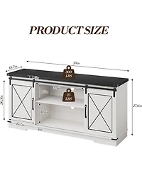 gaomon 59" Farmhouse Tv Stand for TVs Up to 65", Media Console with Sliding Barn Doors & Adjustable Shelves, Entertainment Center Storage Ca