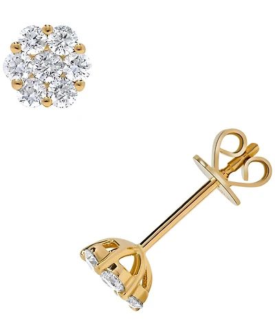 Macy's Diamond Cluster Earrings (1/2 ct. t.w.) in 14k Yellow Gold