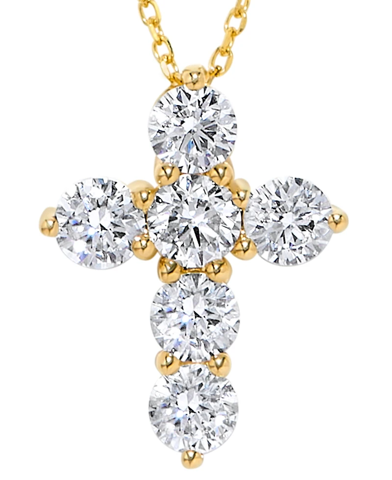 Macy's Diamond Cross Pendant Necklace (1 ct. t.w.) in 14k White Gold