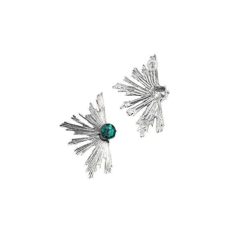 Sohi Metallic Flora Drop Earrings