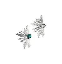 Sohi Metallic Flora Drop Earrings