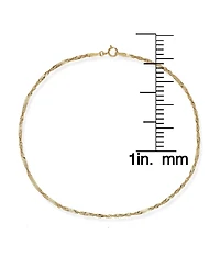 Curata Jewelry Solid 10k Gold 10 Inch 1.5mm Sparkle-Cut Singapore Chain Anklet