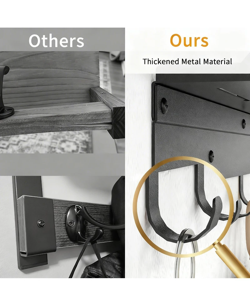 Yigii 7-Hook Wall Coat Rack with Storage Shelf