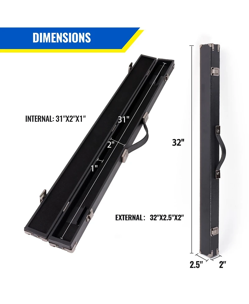 Gse Games & Sports Expert Billiard Pool Cue Stick Hard Box for 2-Piece - Holds 1 Butt and Shaft