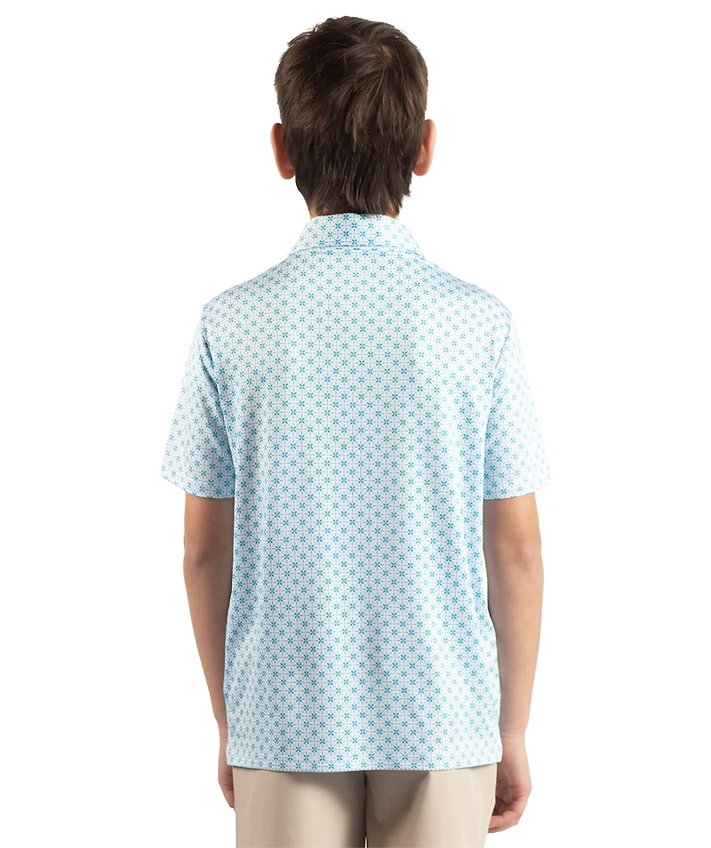 TailorByrd Boys Geo Floral Printed Performance Polo