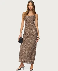 Edikted Women's Ayanah Leopard Printed Backless Maxi Dress