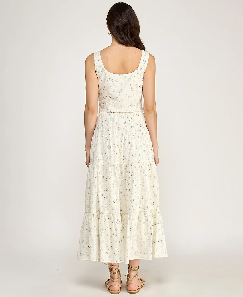 Seni & Cade Women's Floral Sleeveless Top and Midi Skirt, 2-Piece Set