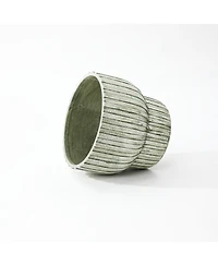 LuxenHome Vintage Distressed 13.4-Inch Tall Round Cement Planter