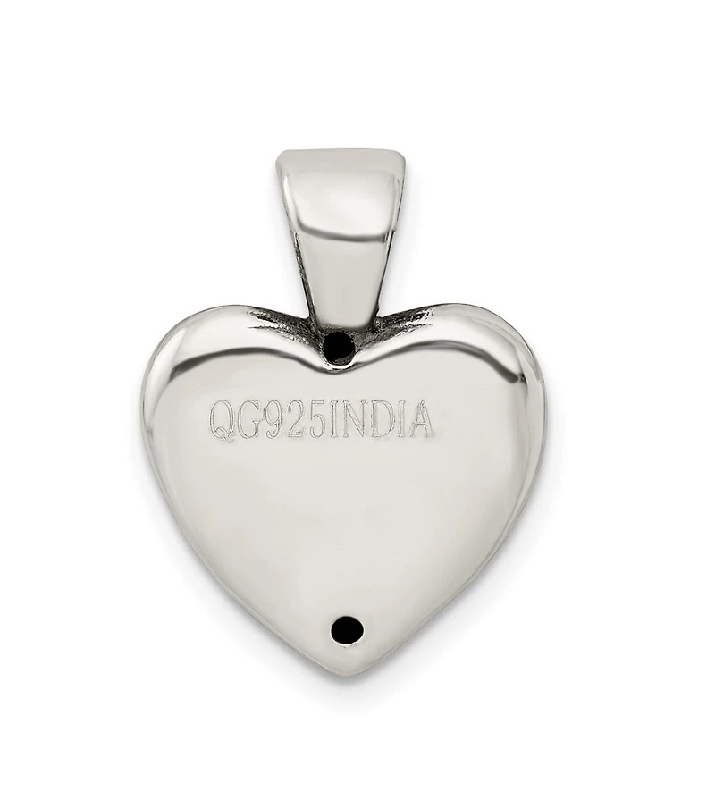 Curata Jewelry 925 Sterling Silver 18 Inch Oxidized Footprint Love Heart Necklace 16x16mm Pendant Necklace