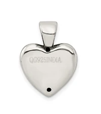 Curata Jewelry 925 Sterling Silver 18 Inch Oxidized Footprint Love Heart Necklace 16x16mm Pendant Necklace