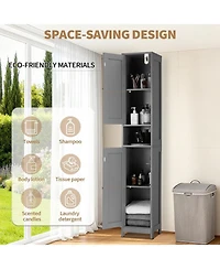 gaomon Tall Narrow Bathroom Cabinet, 66.9", Freestanding Water-Resistant Storage, 2 Doors, Small Space Organizer
