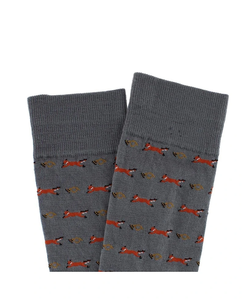Trafalgar Men's The Hunt Is On Mid-Calf Fox Noevlty Pima Cotton Dress Sock (1 Pair)