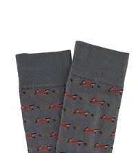 Trafalgar Men's The Hunt Is On Mid-Calf Fox Noevlty Pima Cotton Dress Sock (1 Pair)