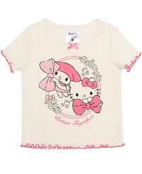 Hybrid Girls' 2T-6X Crewneck Top and Elastic Shorts, 2-Piece Set