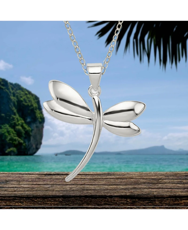 Curata Jewelry 925 Sterling Silver Polished Dragonfly Necklace Pendant Necklace