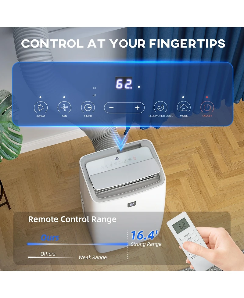 Homcom 12000 Btu Portable Air Conditioner with Dehumidifier & Fan, Ac Unit