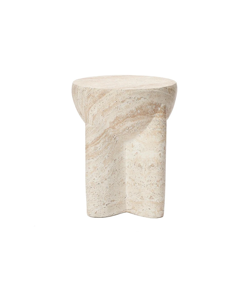 LuxenHome 18.3" Marbled Round End Table for Outside, Garden Accent Table, Outdoor Side Tables for Patio