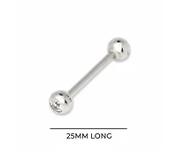 Curata Jewelry Solid 14k Gold 14G 5mm Bezel Cubic Zirconia Straight Barbell Internally Threaded Tongue Ring Body Piercing