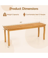 Gymax Long Patio Dining Bench w/ Slatted Seat Backless Wooden Picnic Bench