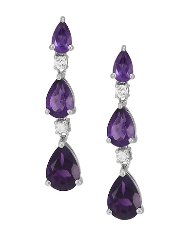 Macy's Amethyst (2-1/3 ct. t.w.) & Created White Sapphire (1/8 ct. t.w.) Drop Earrings in Sterling Silver