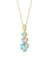 Macy's Swiss Blue Topaz (1-1/5 ct. t.w.) & Diamond Accent Heart Pendant Necklace in 14k Yellow Gold-Plated Sterling Silver