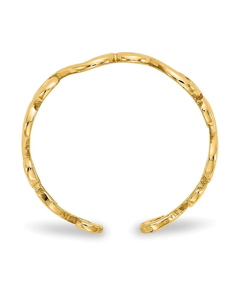 Curata Jewelry Solid 10k Yellow Gold Art Deco Swirl Adjustable toe ring 4mm Wide toe ring