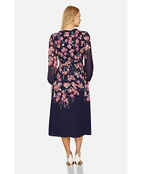 Yumi Women's Belted Floral Midi Dress