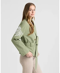 Nvlt Women's Cropped Trench Coat with Embroideries