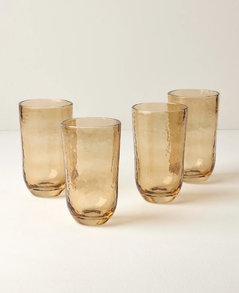 Lenox Homespun Amber Tall Tumbler Glasses, Set of 4