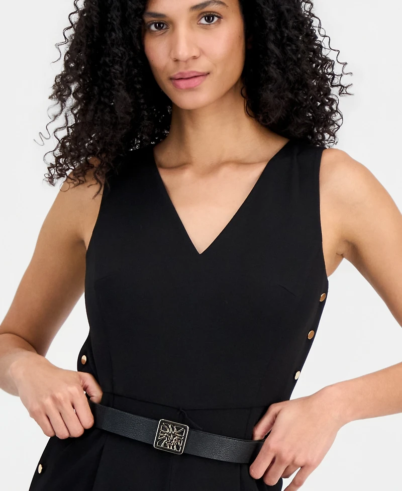 Anne Klein Women's Side Button V-Neck Jumpsuit