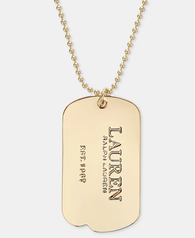 Lauren Ralph Lauren Gold-Tone 36" Logo Tag Pendant Necklace