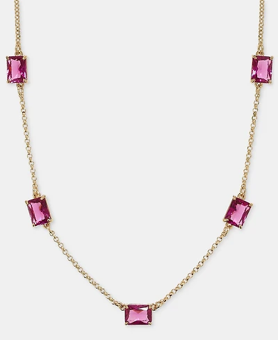 Lauren Ralph Lauren Gold-Tone Fuchsia Station Collar Necklace