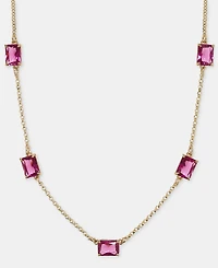 Lauren Ralph Lauren Gold-Tone Fuchsia Station Collar Necklace