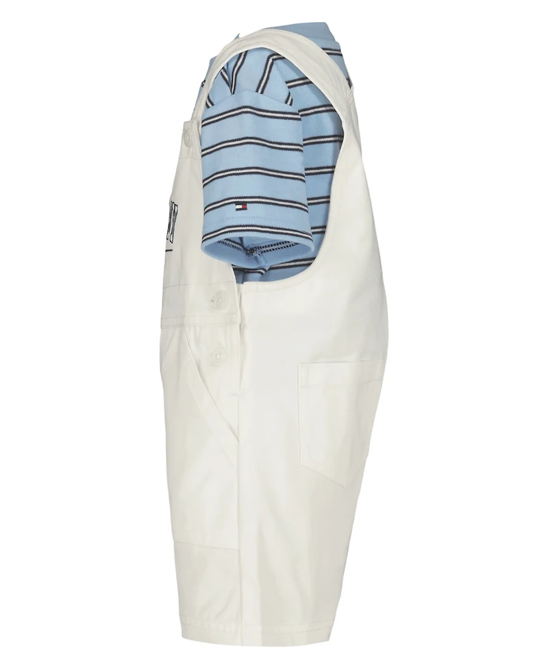 Tommy Hilfiger Baby Boys' Striped T-Shirt and Twill Shortalls, 2-Piece Set