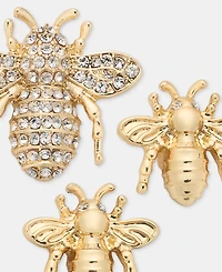 Lauren Ralph Lauren Gold-Tone Boxed Crystal Bee Pins, Set of 3