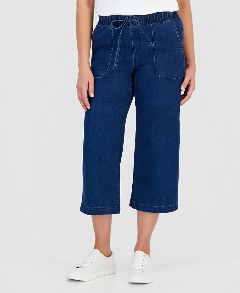 Style & Co Petite High Rise Cropped Wide Leg Jeans, Macy's Exclusive