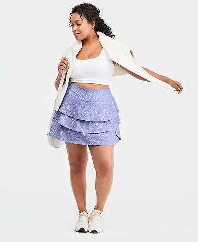 Ideology Plus Harbor Ditsy Compression Flounce Skort, Macy's Exclusive