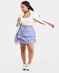 Ideology Plus Harbor Ditsy Compression Flounce Skort, Macy's Exclusive