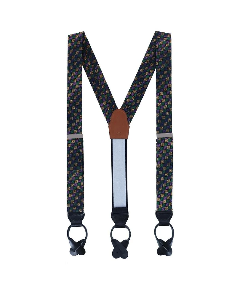 Trafalgar Men's Carnival Diamond Novelty Silk Button End Suspenders