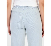 Style & Co Petite Engineer-Stripe Pull-On Wide-Leg Jeans, Macy's Exclusive