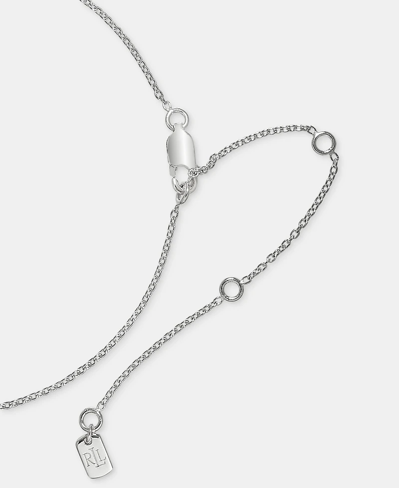 Lauren Ralph Lauren Cubic Zirconia Logo Pendant Necklace in Sterling Silver
