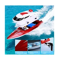Bruce & Shark 2.4GHz Rc Jet Speedboat – 22mph High-Speed with Self-Righting & Led Lights for Kids