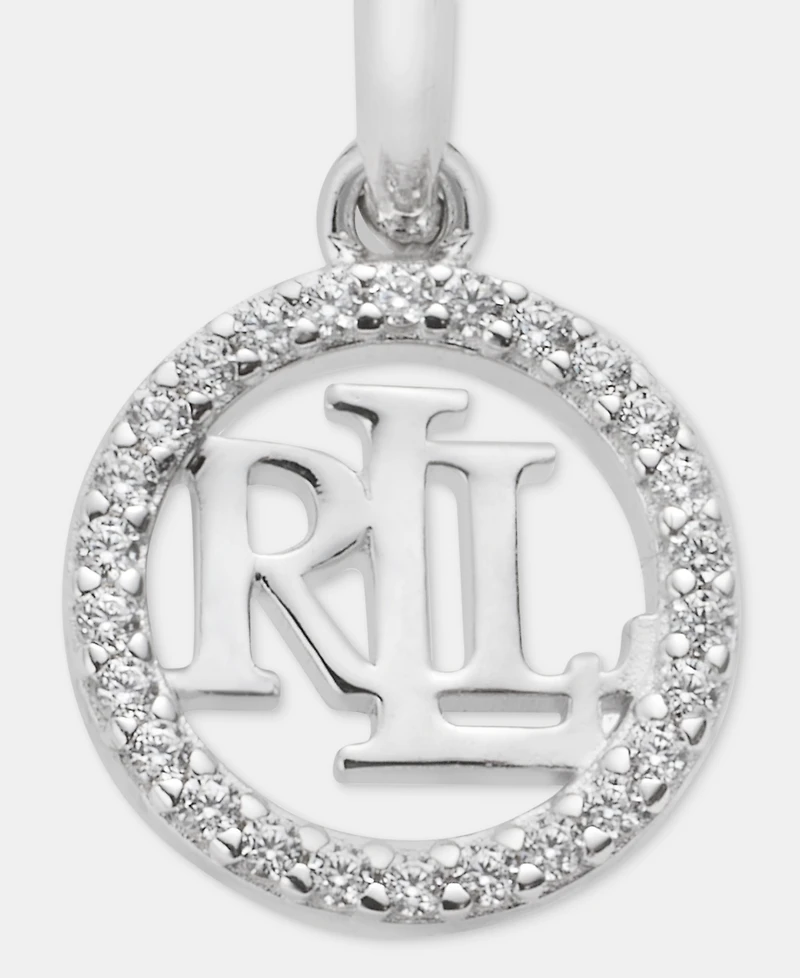 Lauren Ralph Lauren Crystal Logo Drop Earrings in Sterling Silver