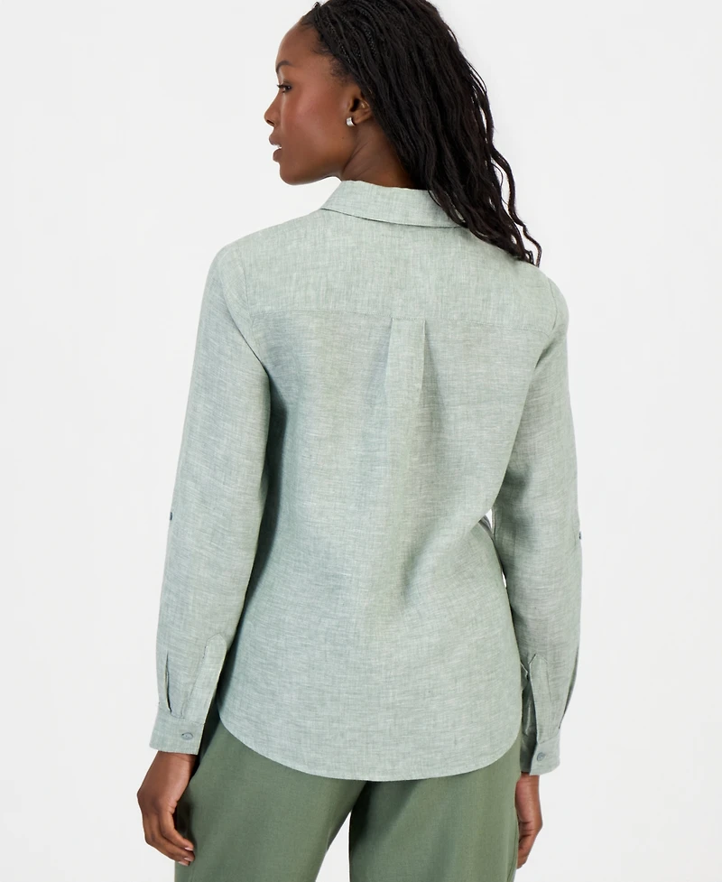 Charter Club Petite 100% Linen Button-Front Shirt, Created for Macy's