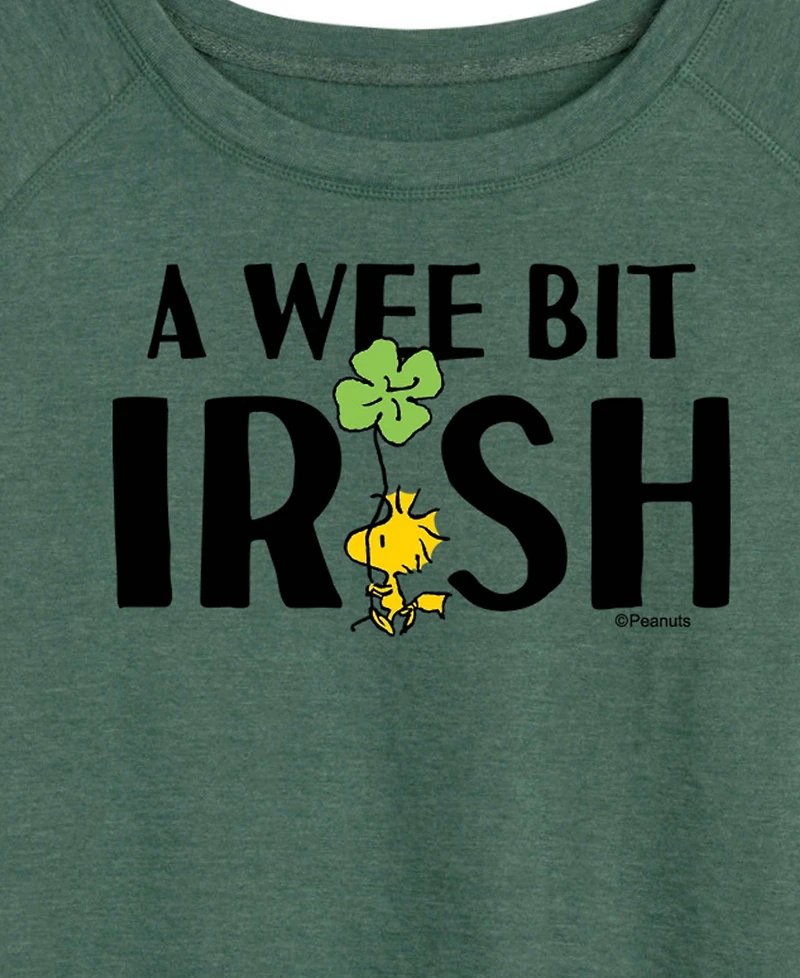 Hybrid Apparel Plus Peanuts A Wee Bit Irish Woodstock St. Patrick's Day French Terry Graphic Crewneck T-Shirt