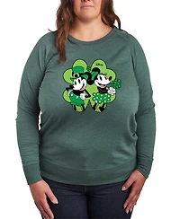 Hybrid Apparel Plus Disney St. Patrick's Day Mickey Minnie Shamrock French Terry Graphic Crewneck T-Shirt