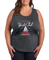 Hybrid Apparel Plus Size Peanuts Patriotic Yacht Club Graphic Tank Top