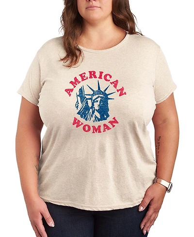 Hybrid Apparel Plus Instant Message American Woman Statue Of Liberty Graphic Crewneck T-Shirt