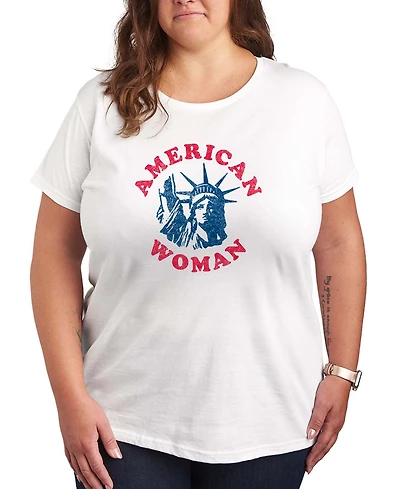 Hybrid Apparel Plus Instant Message American Woman Statue Of Liberty Graphic Crewneck T-Shirt