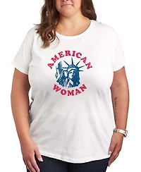 Hybrid Apparel Plus Instant Message American Woman Statue Of Liberty Graphic Crewneck T-Shirt
